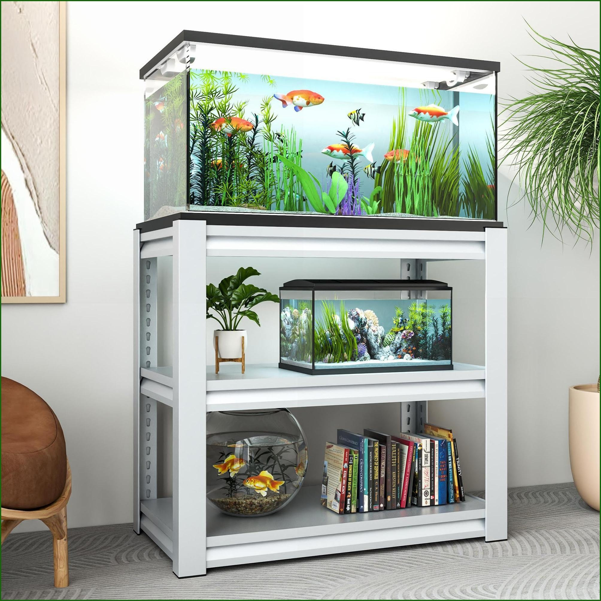 Latitude Run® Fish Tank Stand for 20-30 Gallon, 34”W Metal Modern ...